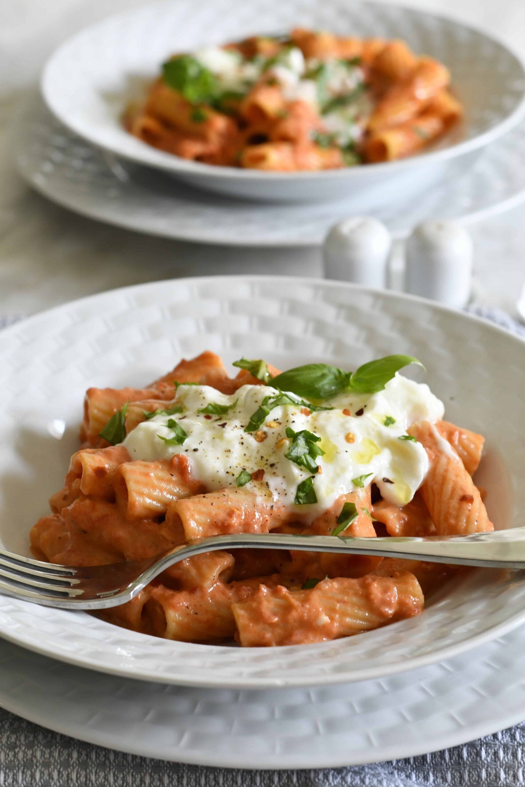 Creamy Pasta alla vodka with burrata