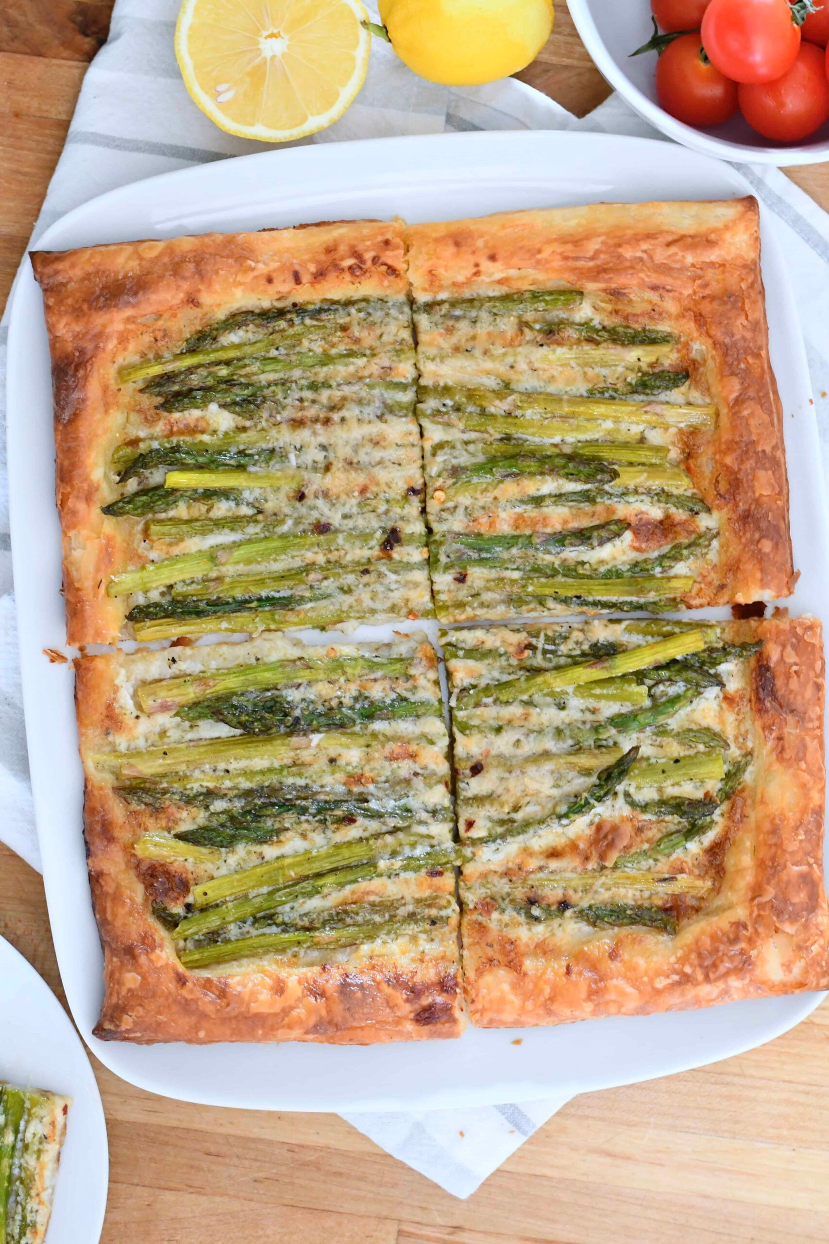 Grilled Asparagus Tart with Crème Fraîche & Gruyère