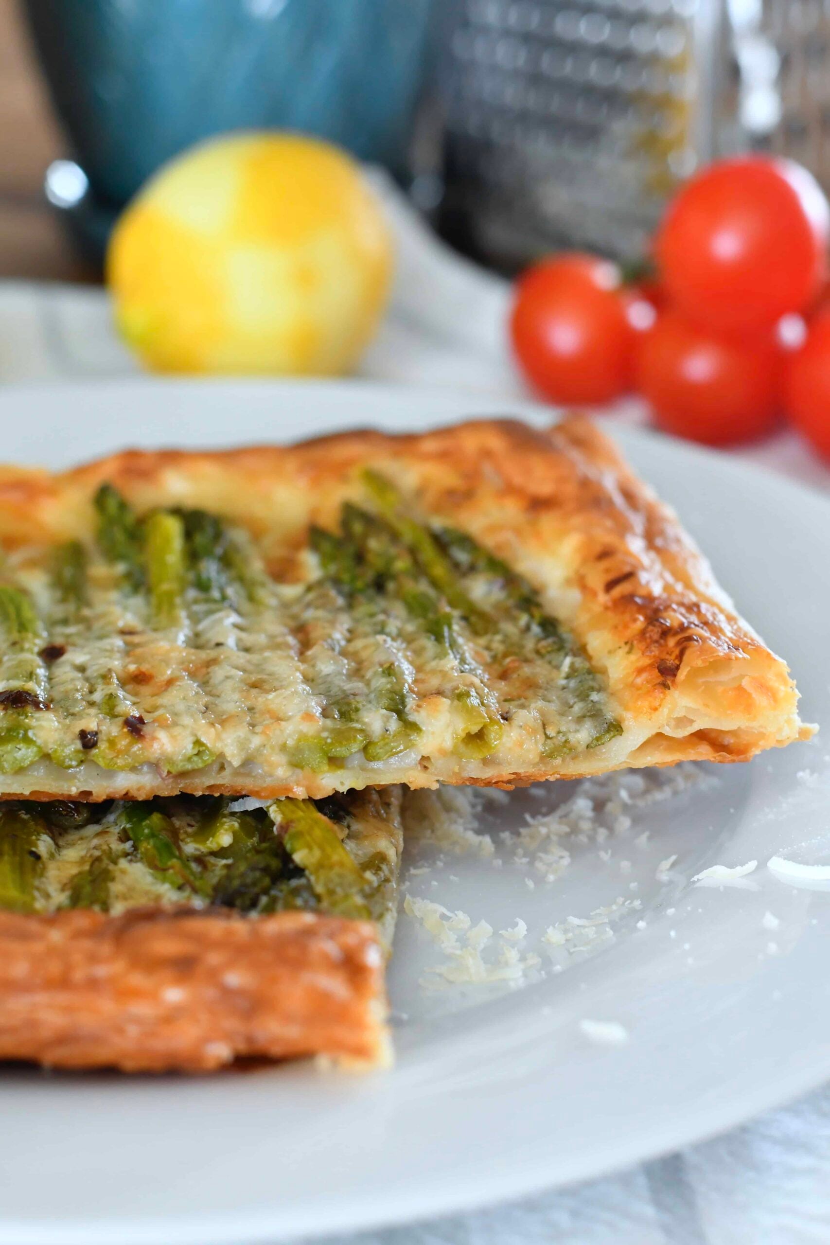 Grilled Asparagus Tart with Crème Fraîche & Gruyère