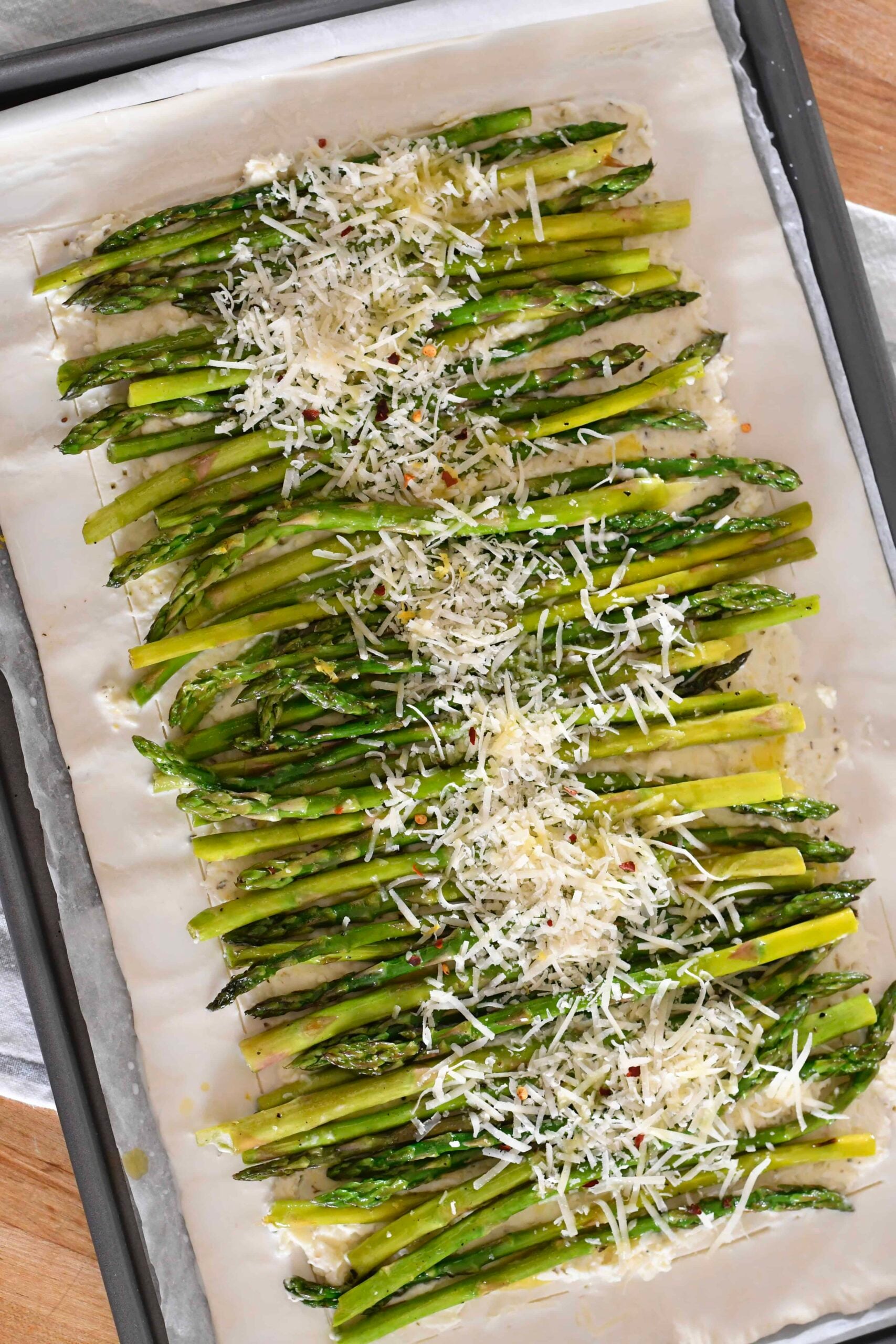 Grilled Asparagus Tart with Crème Fraîche & Gruyère