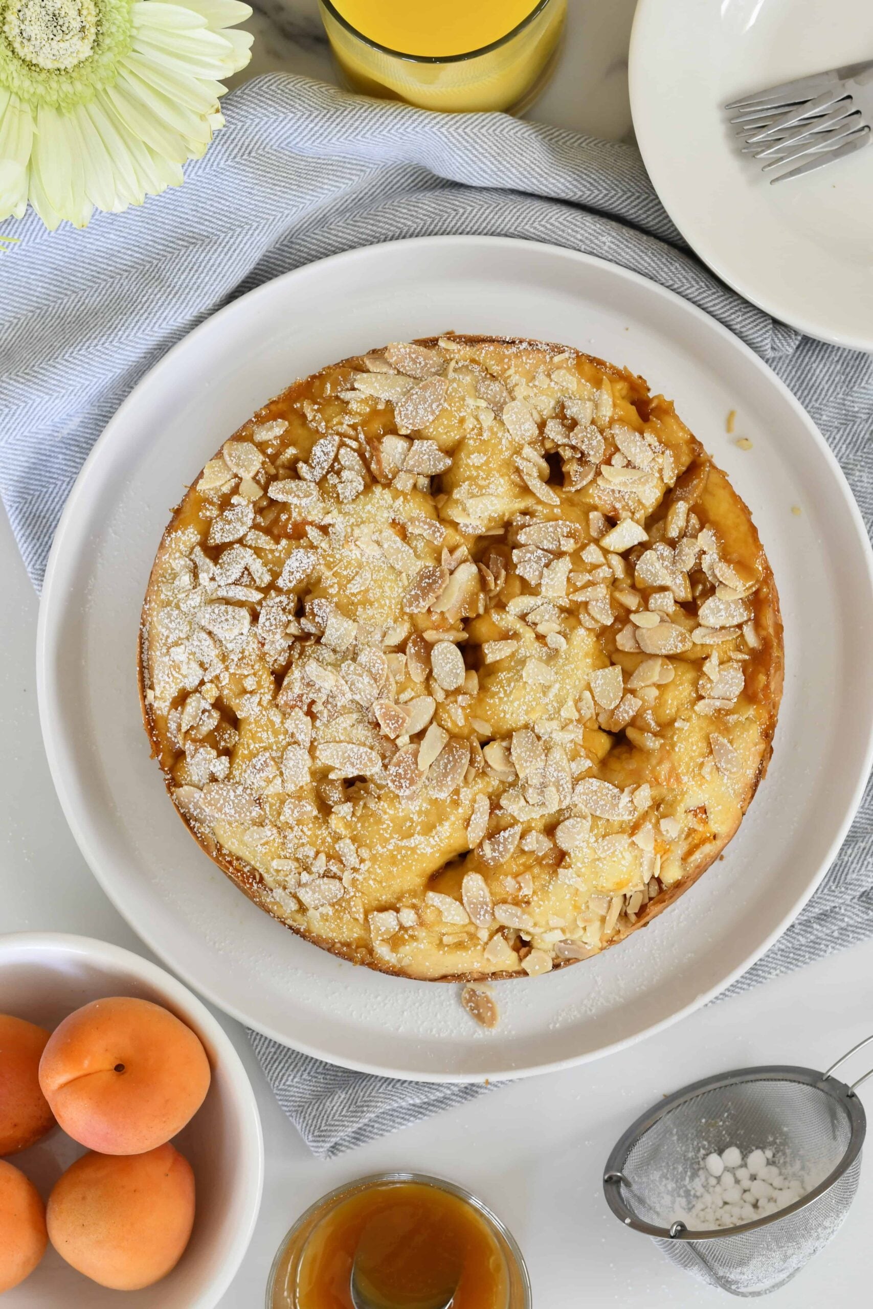 Soft Apricot Ricotta Cake with Almonds