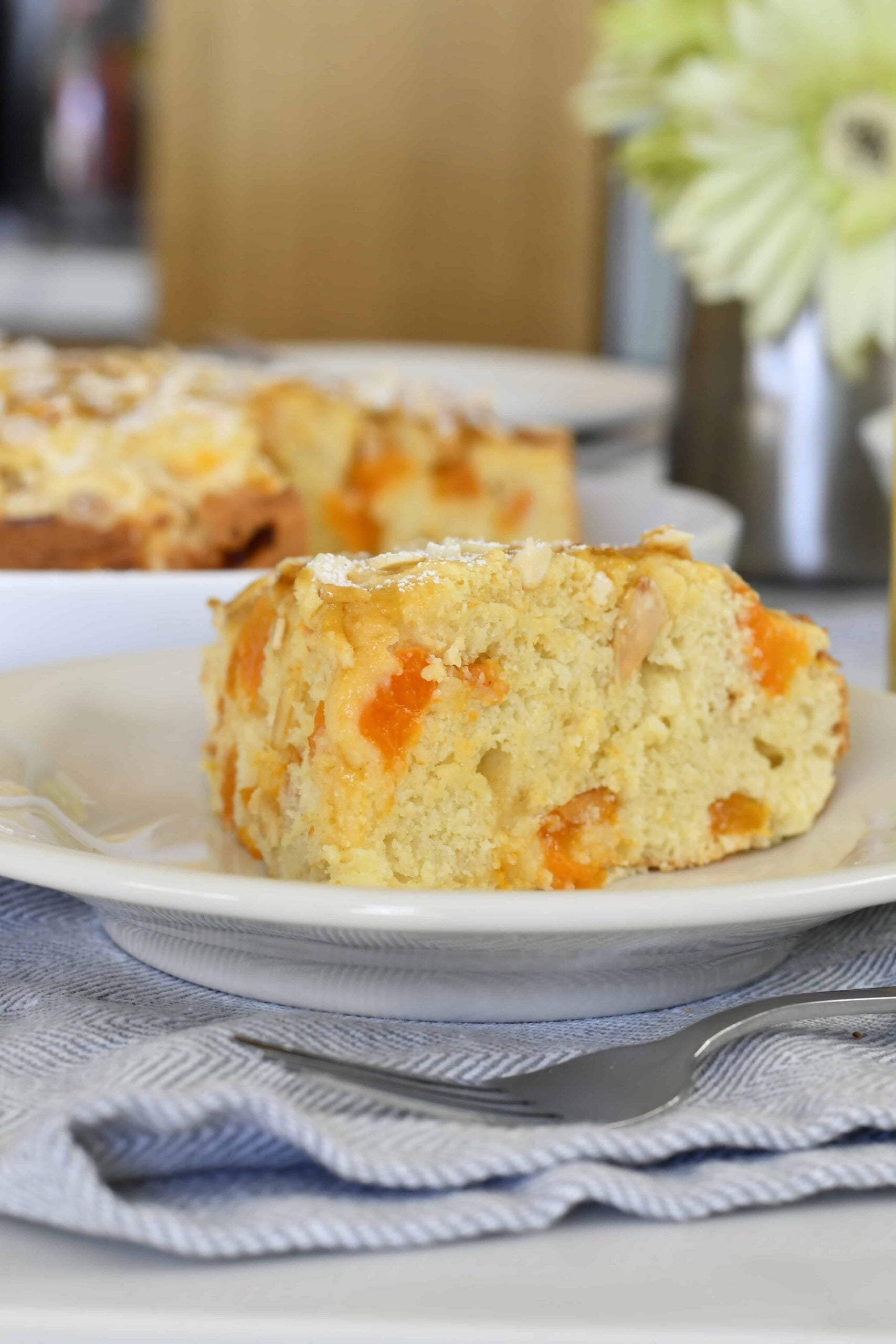 Soft Apricot Ricotta Cake with Almonds