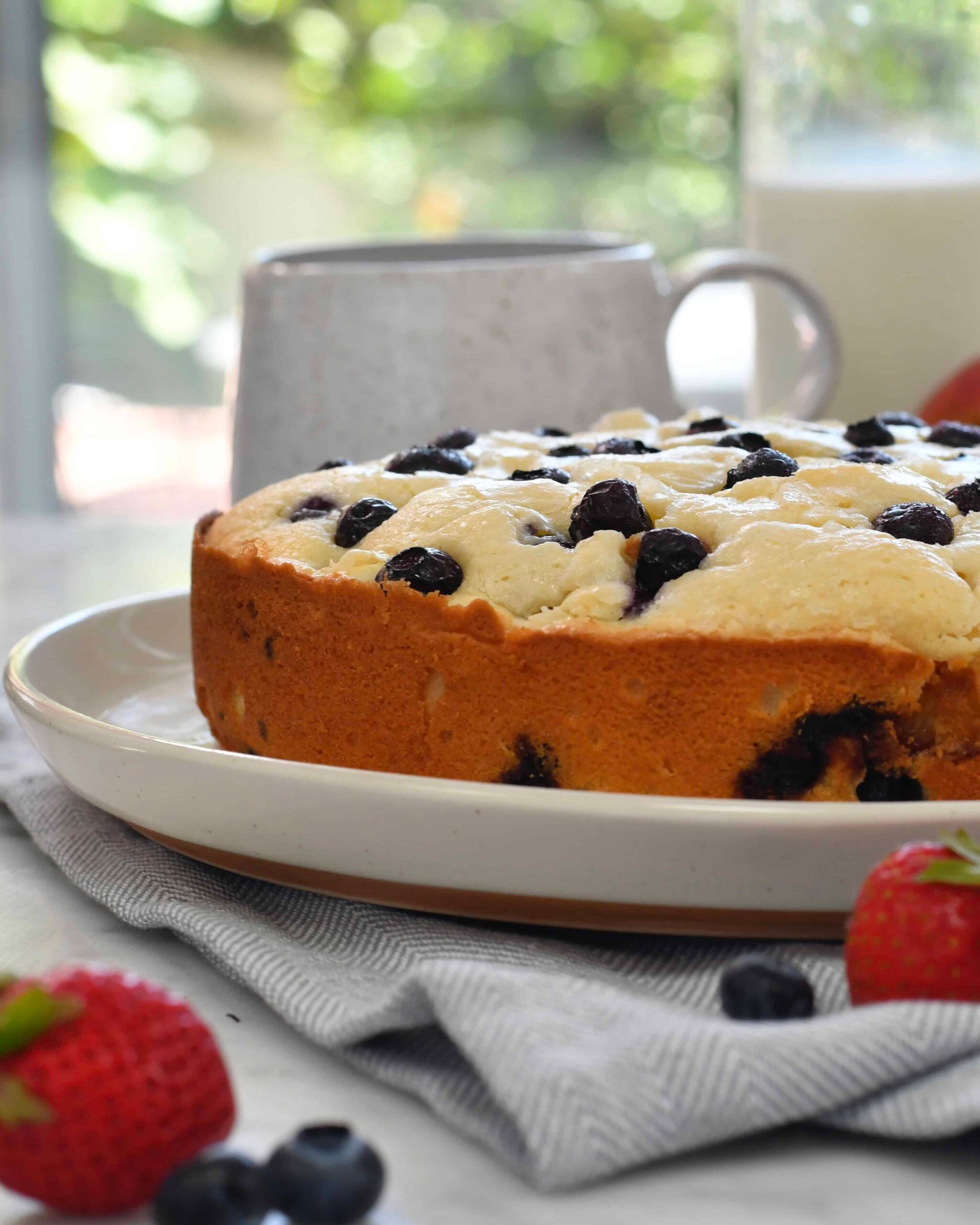 Easy One-Bowl Blueberry Peach Cake