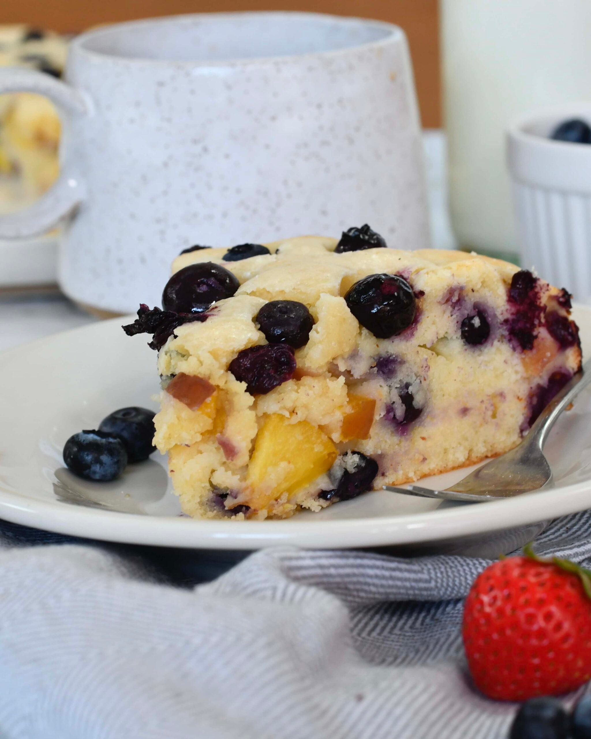 Easy One-Bowl Blueberry Peach Cake