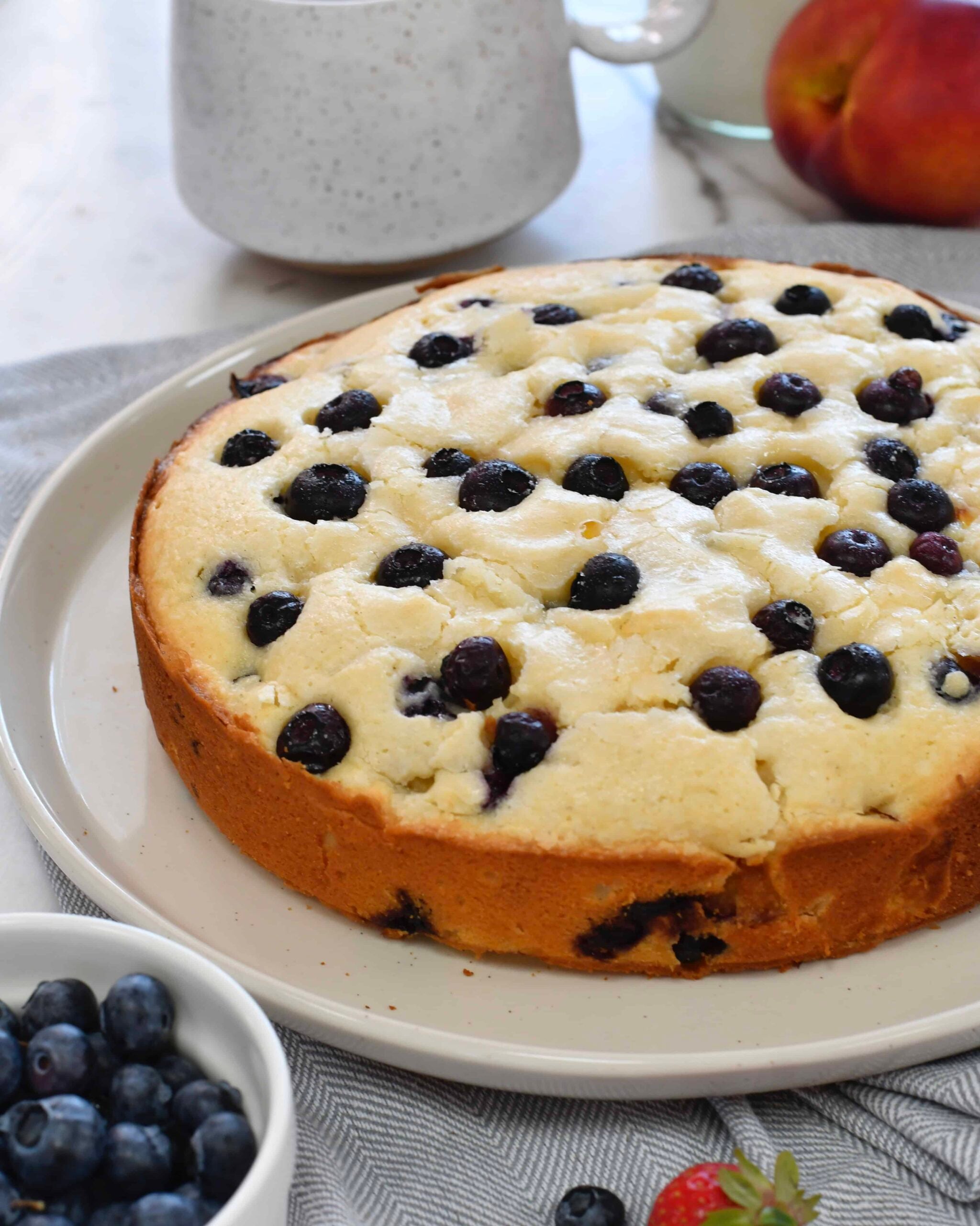 Easy One-Bowl Blueberry Peach Cake
