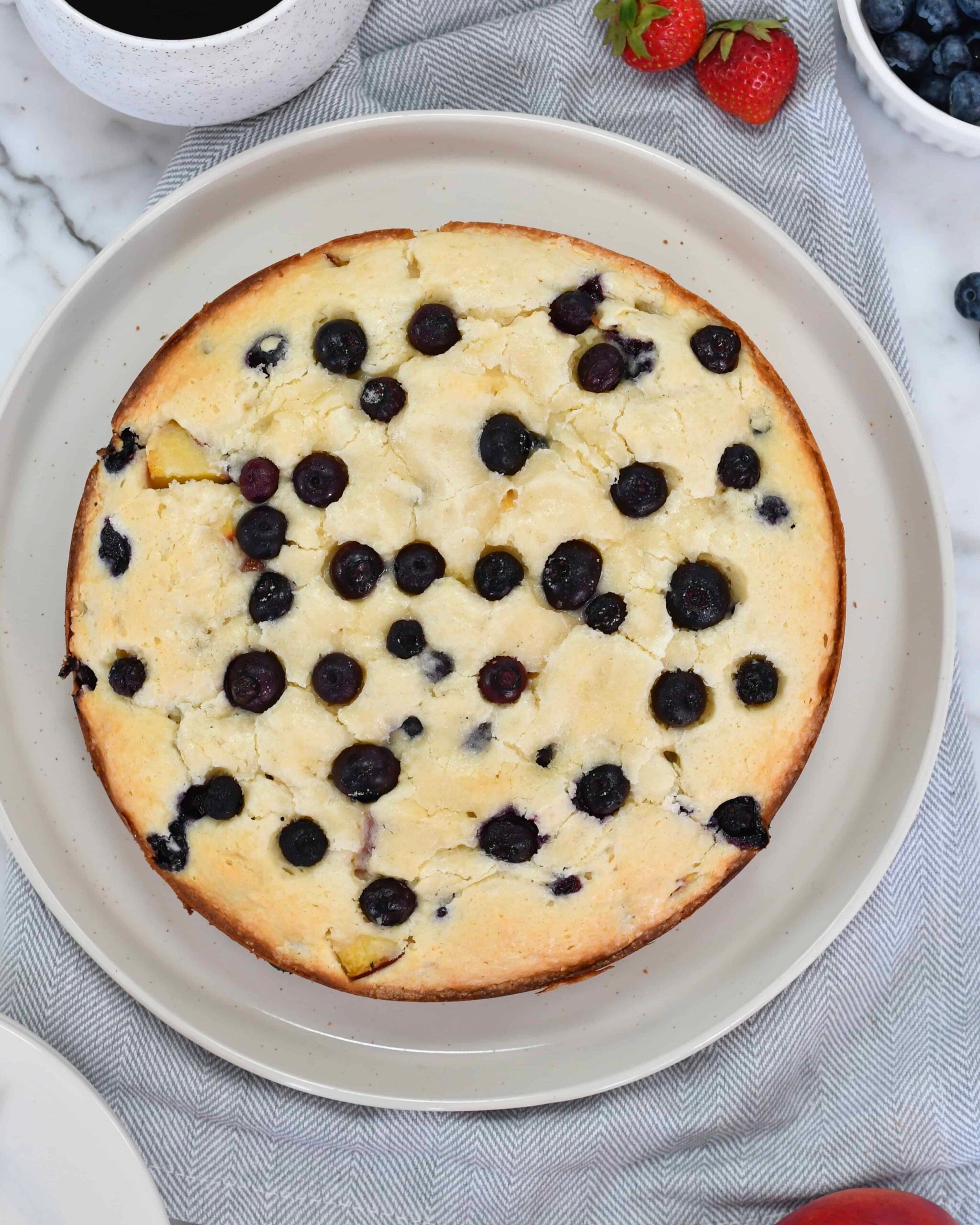 Easy One-Bowl Blueberry Peach Cake
