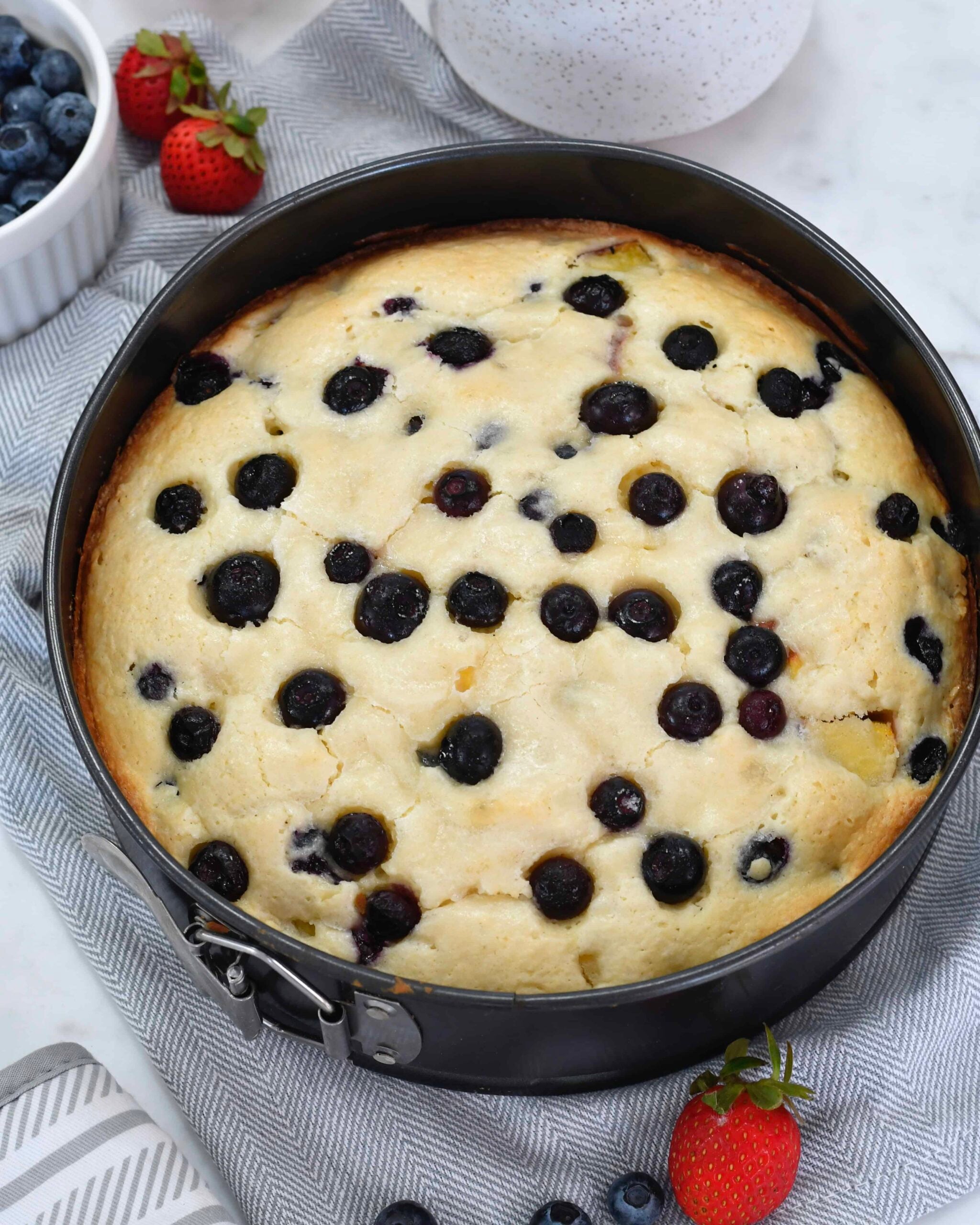 Easy One-Bowl Blueberry Peach Cake