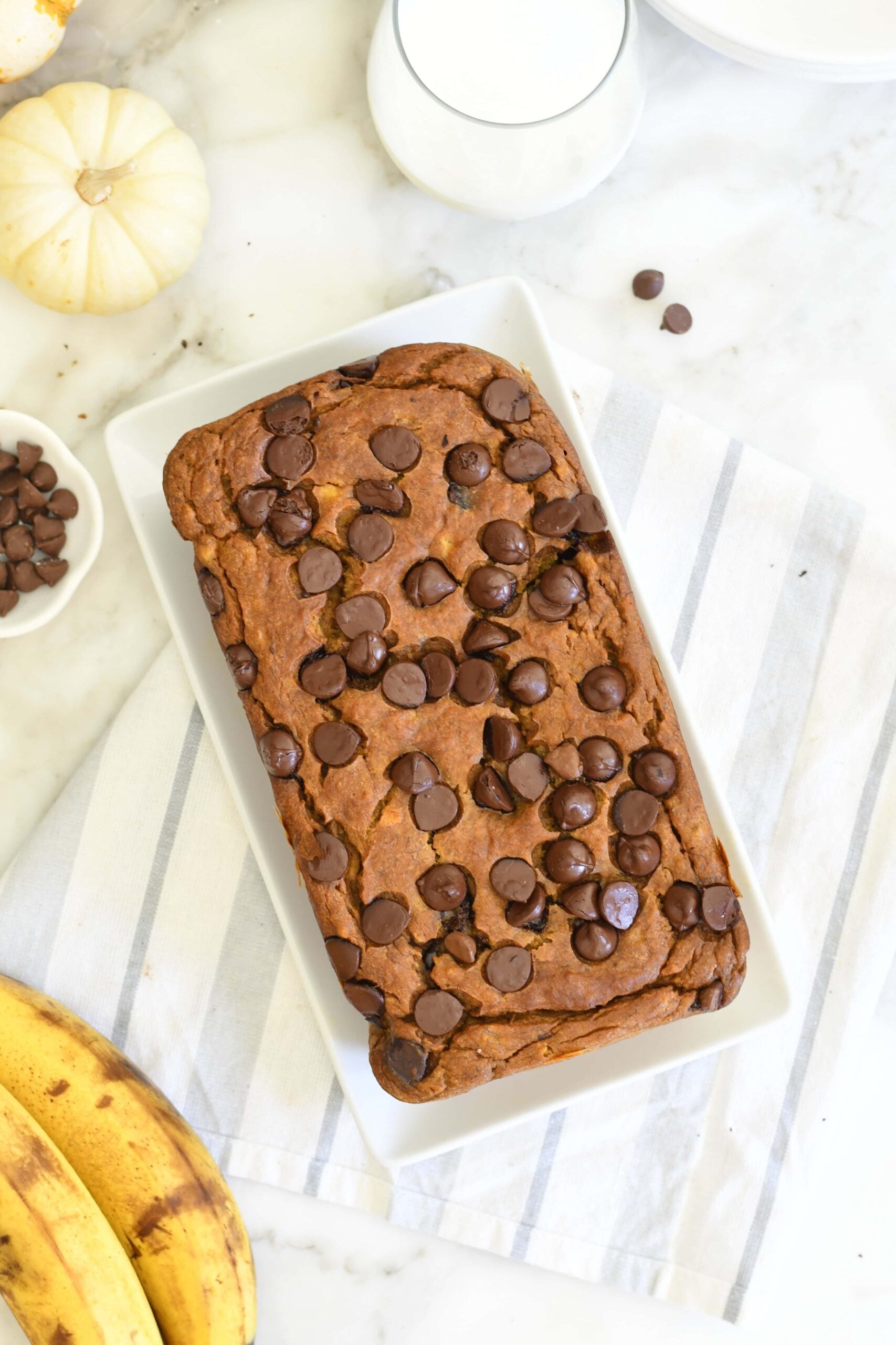 Pumpkin Banana Bread with Chocolate Chips