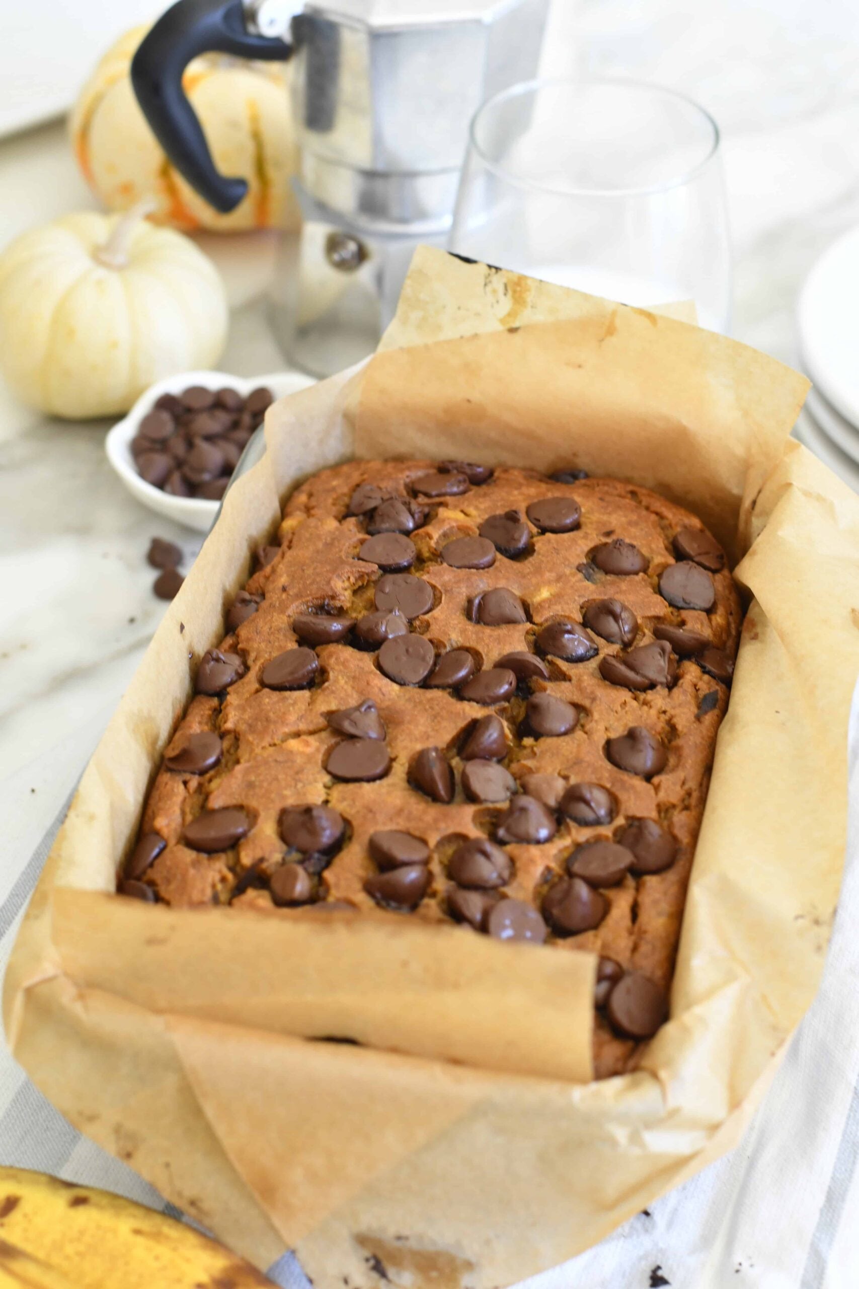 Pumpkin Banana Bread with Chocolate Chips