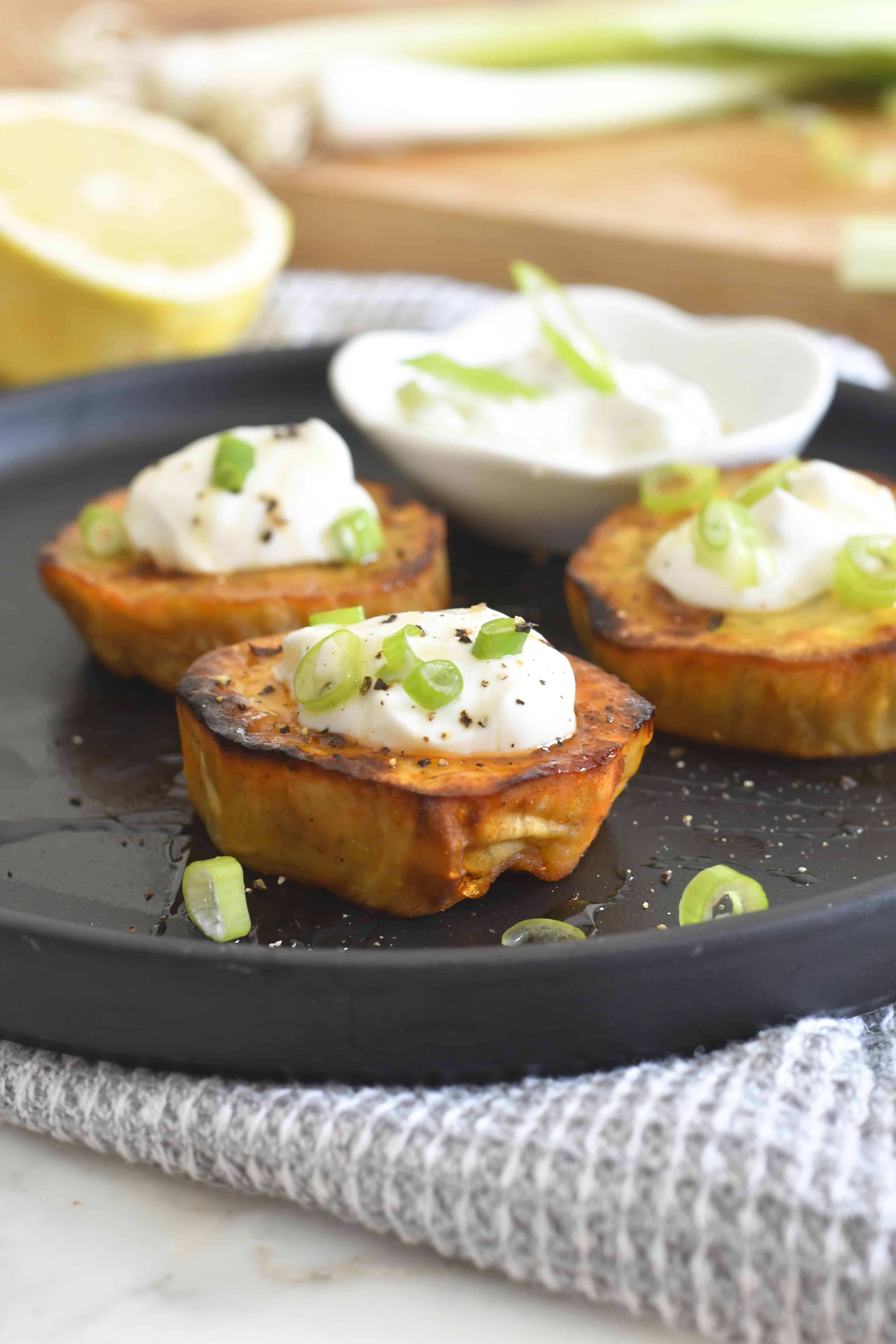 Roasted Japanese Sweet Potato with Zesty Yogurt