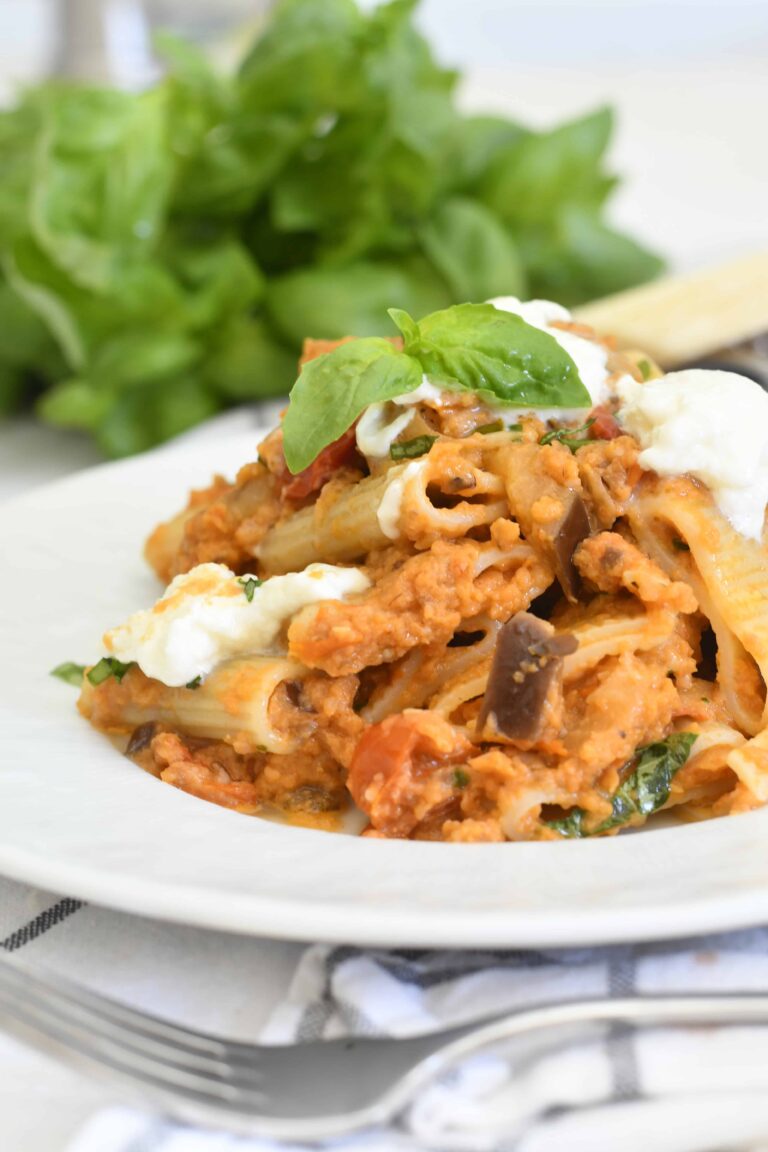 pasta with eggplant parmigiana sauce