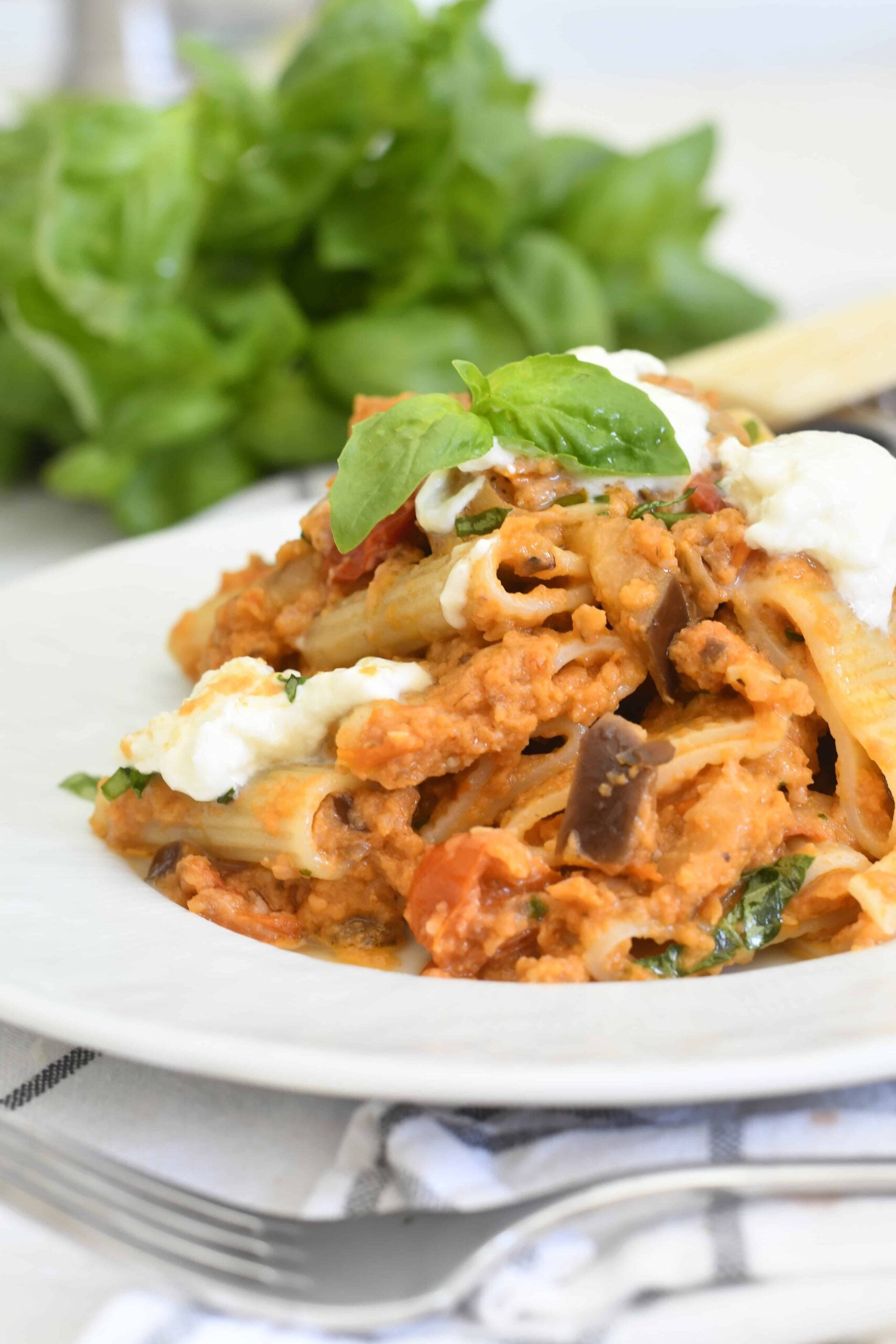 pasta with eggplant parmigiana sauce